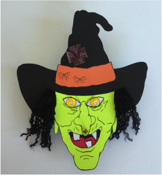 Witch head with LEDs and 2 resistors inserted