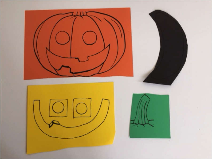 Cardstock pieces for the Halloween pumpkin body