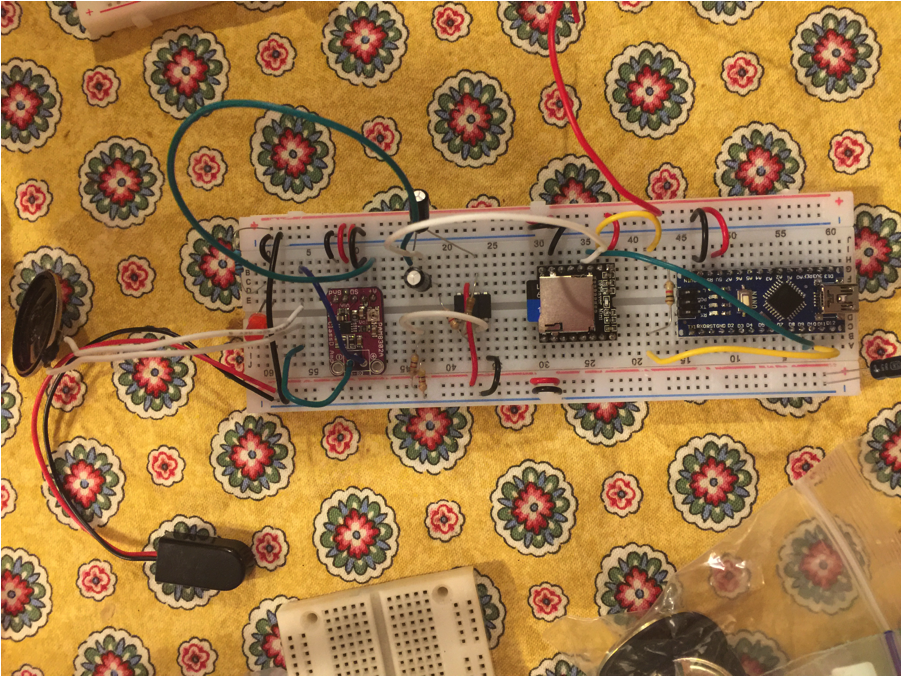 sound effects and creepy music generator wired up on a breadboard