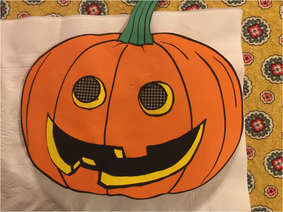 Finished pumpkin Blinky Bot with the power turned off